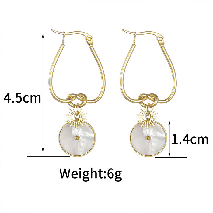 1 paire de boucles d'oreilles pendantes en acier inoxydable plaqué or 14 carats, Style Simple et élégant