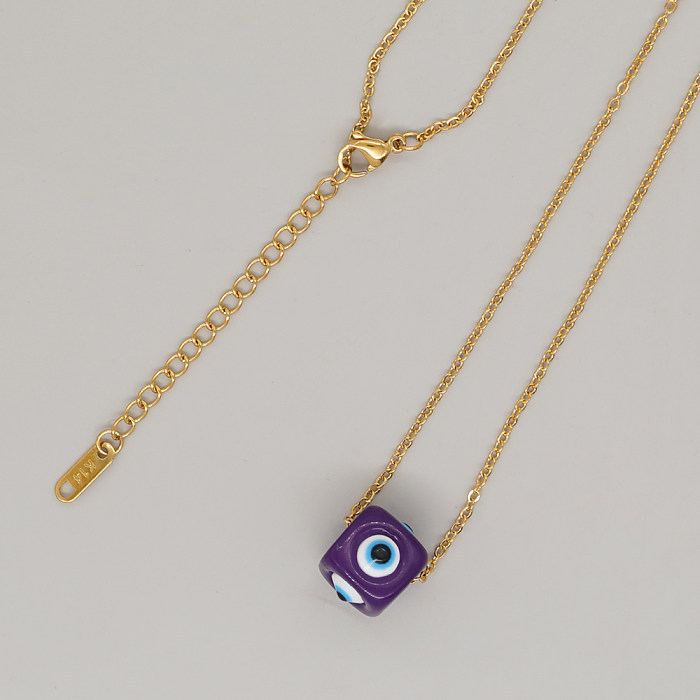 Simple Style Moon Crown Eye Stainless Steel  Inlay Glass Necklace
