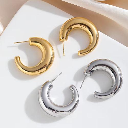 1 Pair Simple Style Solid Color Plating Stainless Steel  18K Gold Plated Ear Studs