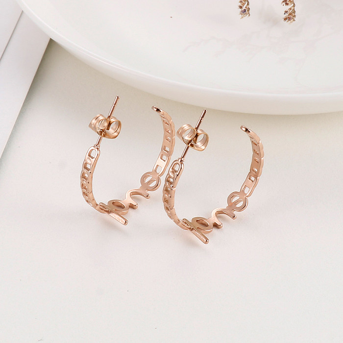 1 Pair Simple Style Commute Korean Style C Shape Stainless Steel  Plating 18K Gold Plated Ear Studs