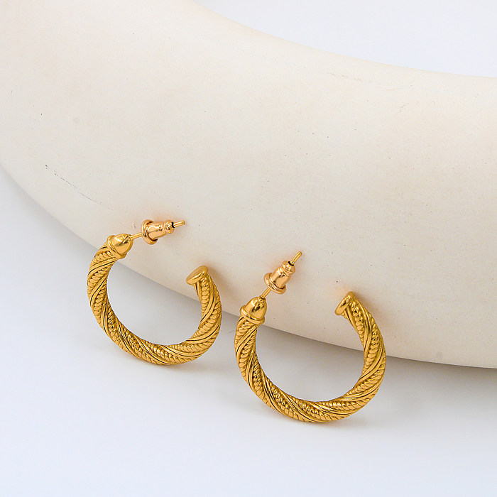 1 Pair Simple Style Solid Color Plating Stainless Steel  18K Gold Plated Earrings