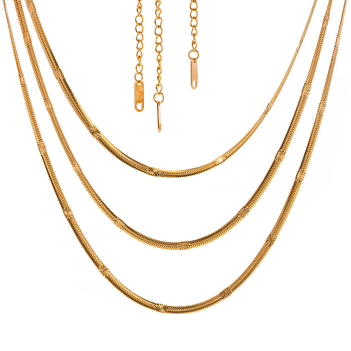 Halskette im IG-Stil mit einfarbiger Edelstahlbeschichtung und 18-Karat-Vergoldung