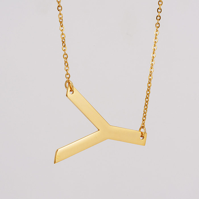 Collier simple d'acier inoxydable de lettre de style plaquant des colliers d'acier inoxydable