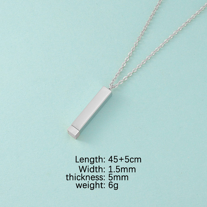 Simple Style Rectangle Stainless Steel  Plating Pendant Necklace
