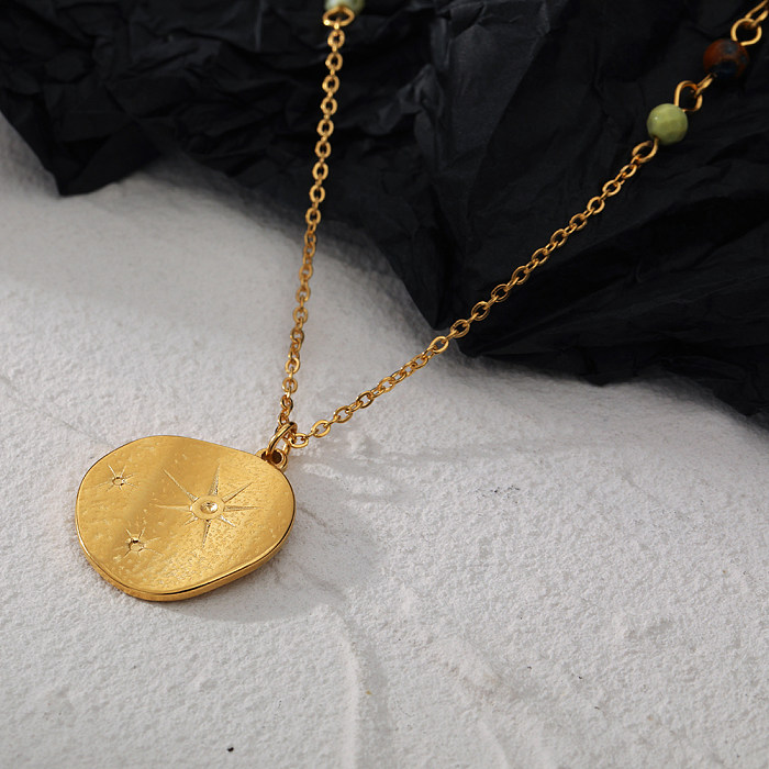 Fashion Round Stainless Steel  Pendant Necklace 1 Piece