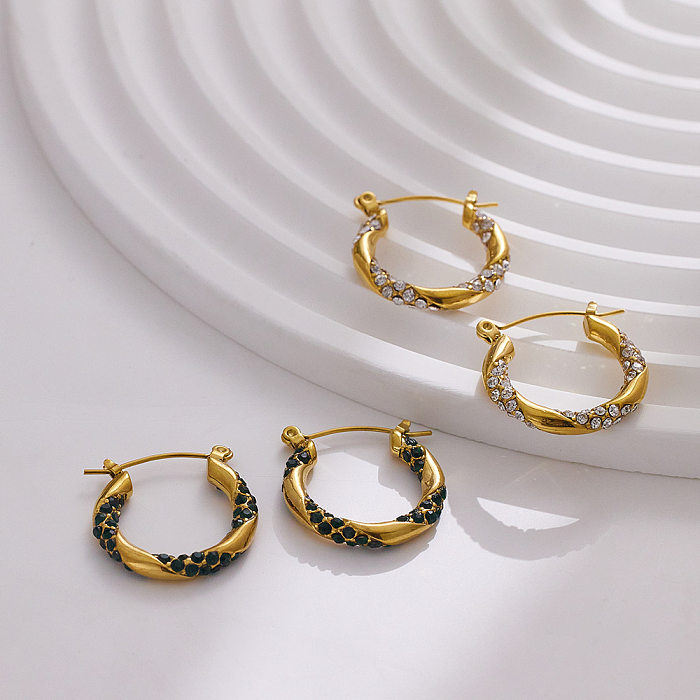 1 Pair Classic Style U Shape Plating Inlay Stainless Steel Rhinestones Earrings