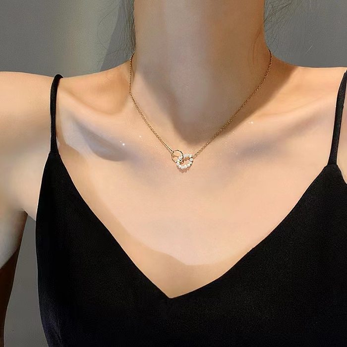 Elegant Lady Geometric Imitation Pearl Stainless Steel Plating Pendant Necklace