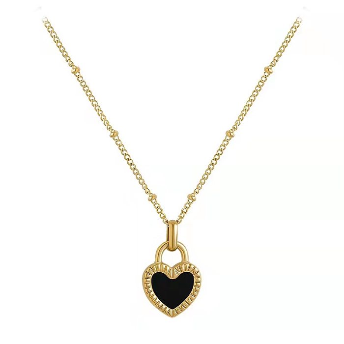 Collier avec pendentif en forme de cœur, Style Simple, plaqué en acier inoxydable, 1 pièce
