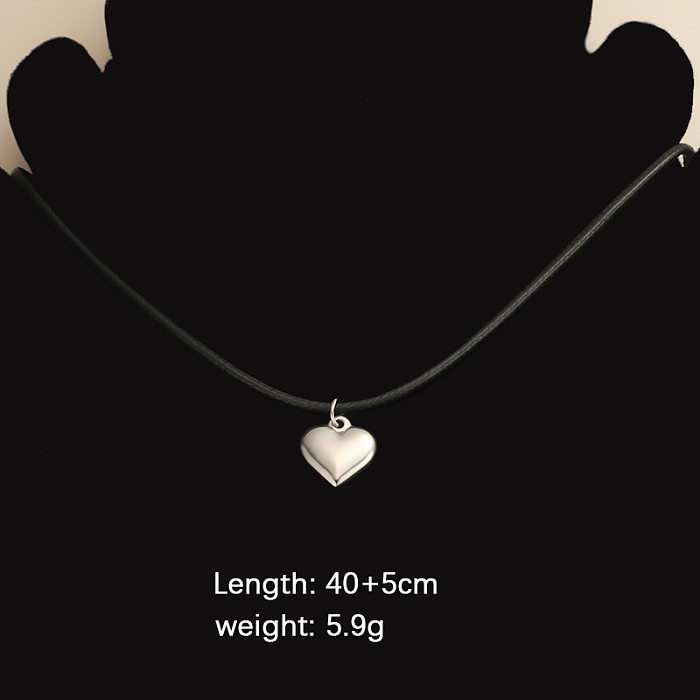 Simple Style Heart Shape Stainless Steel Plating Pendant Necklace