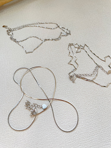 Casual Hip-Hop French Style Solid Color Stainless Steel  Steel Chain Necklace