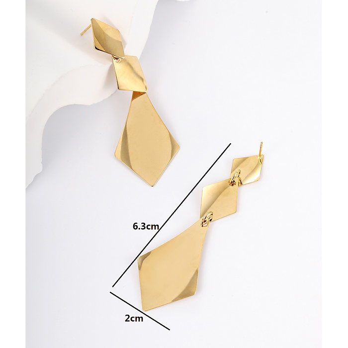 Fashion Triangle Geometric Heart Shape Stainless Steel  Plating Dangling Earrings 1 Pair