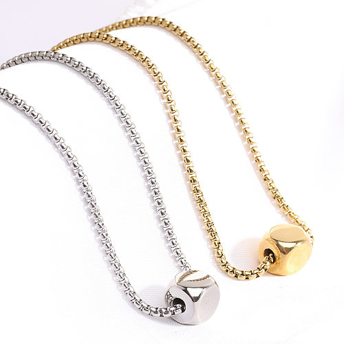 Simple Style Solid Color Stainless Steel Plating Gold Plated Pendant Necklace