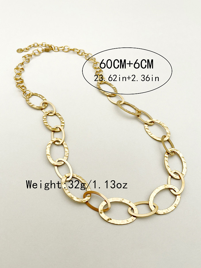 Roman Style Streetwear Oval Heart Shape Stainless Steel  Patchwork Plating Gold Plated Necklace