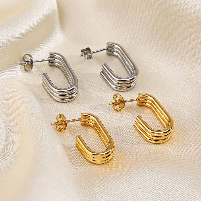 1 Paar moderne Ohrringe aus Edelstahl mit geometrischer Beschichtung und 18-Karat-Vergoldung