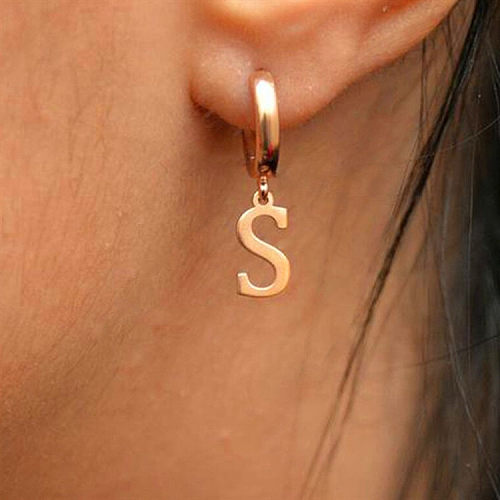 1 Pair Simple Style Letter Stainless Steel  Plating Drop Earrings