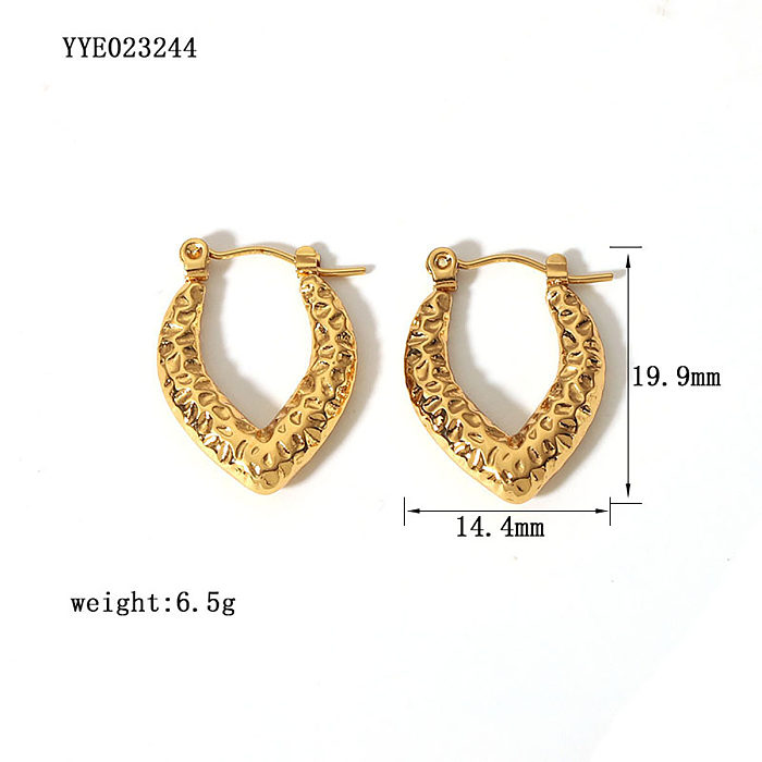 1 paire de boucles d'oreilles en acier inoxydable plaqué or 18 carats, Style rétro moderne, placage géométrique
