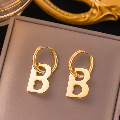 1 Pair Simple Style Commute Letter Plating Stainless Steel  Drop Earrings