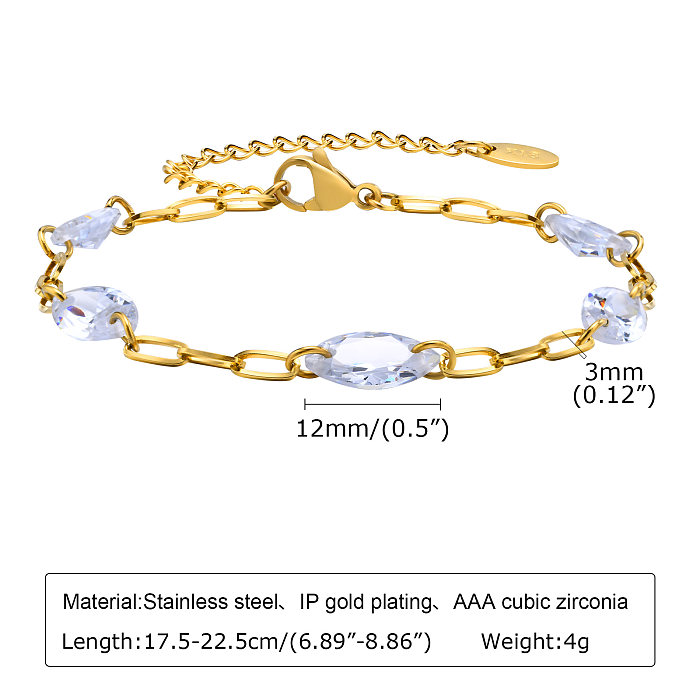 Bracelets à chaîne en acier inoxydable à blocs de couleurs de style simple