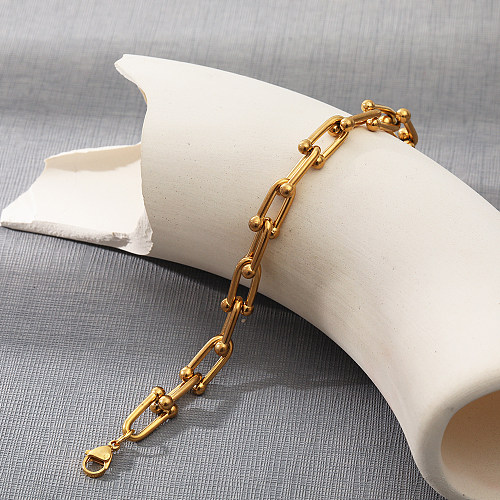 Fashion Solid Color Stainless Steel Gold Plated Bracelets 1 Piece