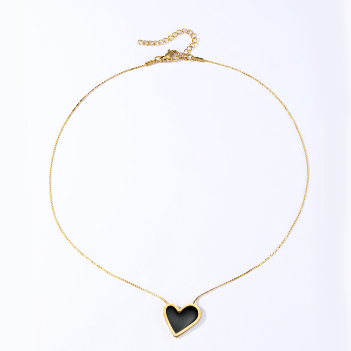Collier pendentif en acier inoxydable plaqué or 1 carats, 18 pièce, Style Simple, en forme de cœur, vente en gros