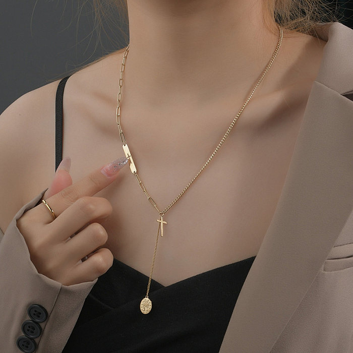 Fashion Cross Stainless Steel  Pendant Necklace 1 Piece