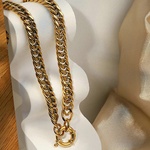 Einfache kompakte Halskette aus 18 Karat vergoldetem Edelstahl