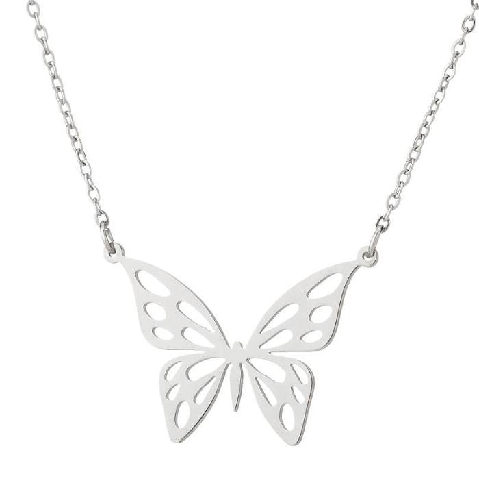1 Stück modische Schmetterlings-Halskette mit Edelstahlbeschichtung