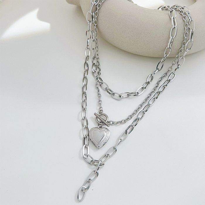Luxuriöse herzförmige Halskette aus Edelstahl mit Beschichtung aus Edelstahl