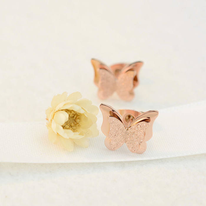 Boucles d'oreilles papillon givré de Style coréen, vente en gros de bijoux