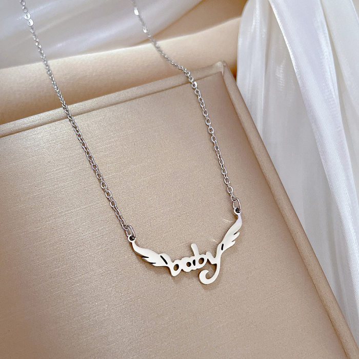 Simple Style Letter Wings Stainless Steel Plating Necklace 1 Piece