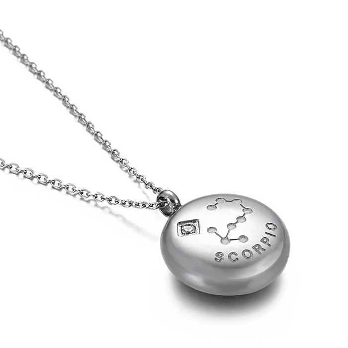 Simple Twelve Constellation Stainless Steel Diamond Short Necklace Wholesale jewelry