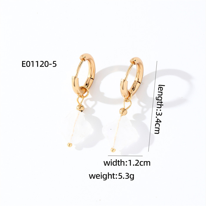 1 Pair Casual Sweet Simple Style Four Leaf Clover Plating Stainless Steel  Natural Stone Drop Earrings