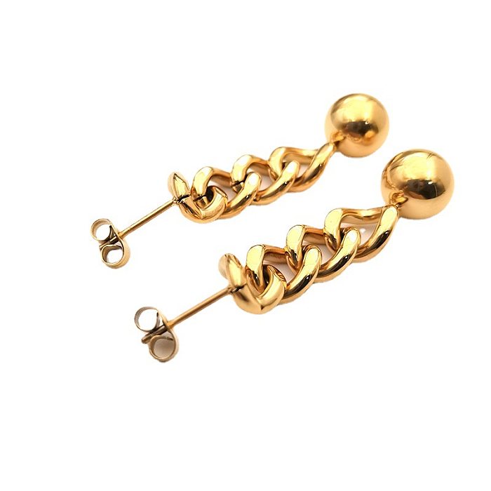 1 paire de boucles d'oreilles pendantes en acier inoxydable, Style Vintage, placage de couleur unie