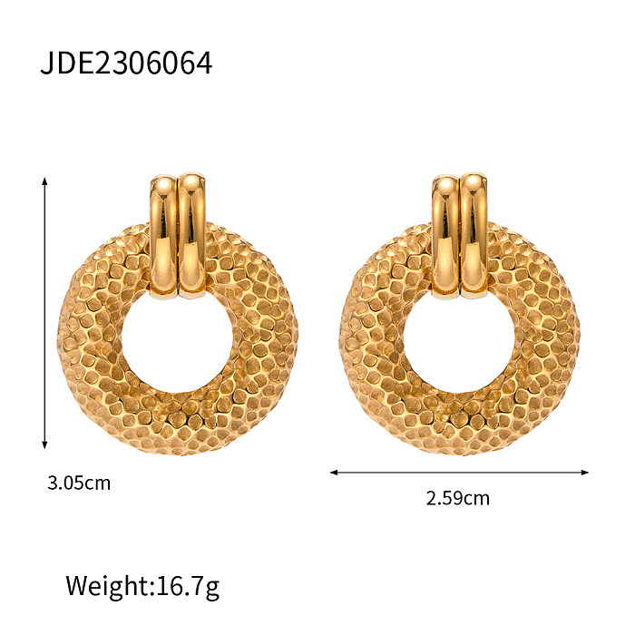 1 Pair Vintage Style Round Plating Stainless Steel  18K Gold Plated Earrings
