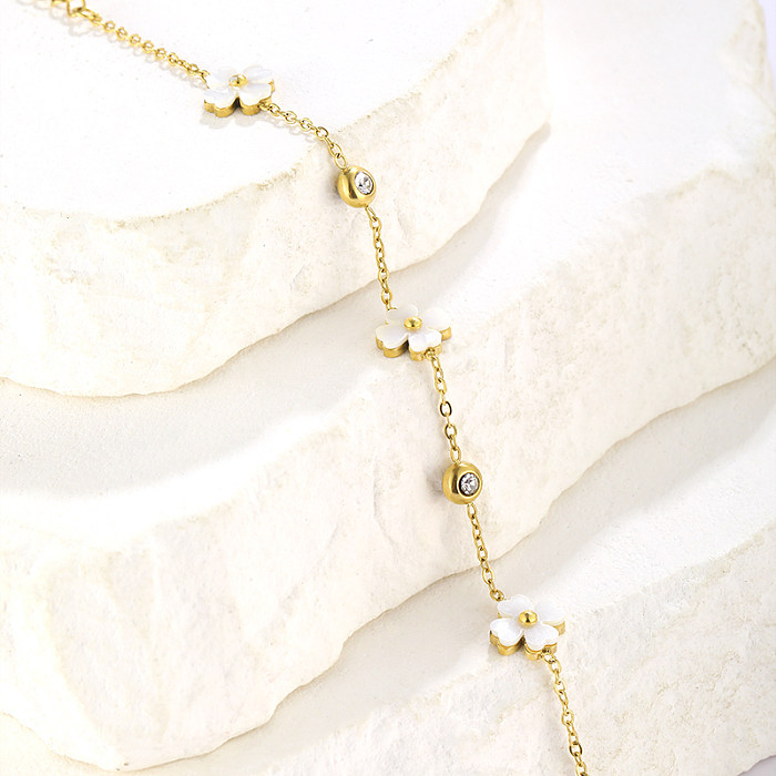 Bracelets plaqués or 18 carats avec incrustation de diamants artificiels en acier inoxydable, style streetwear élégant