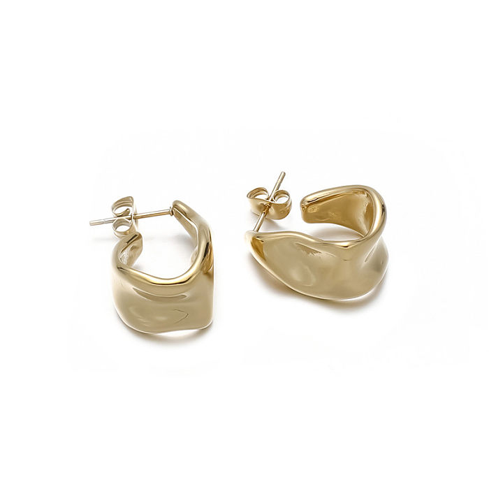 1 Pair Retro Classic Style C Shape U Shape Plating Stainless Steel  18K Gold Plated Earrings