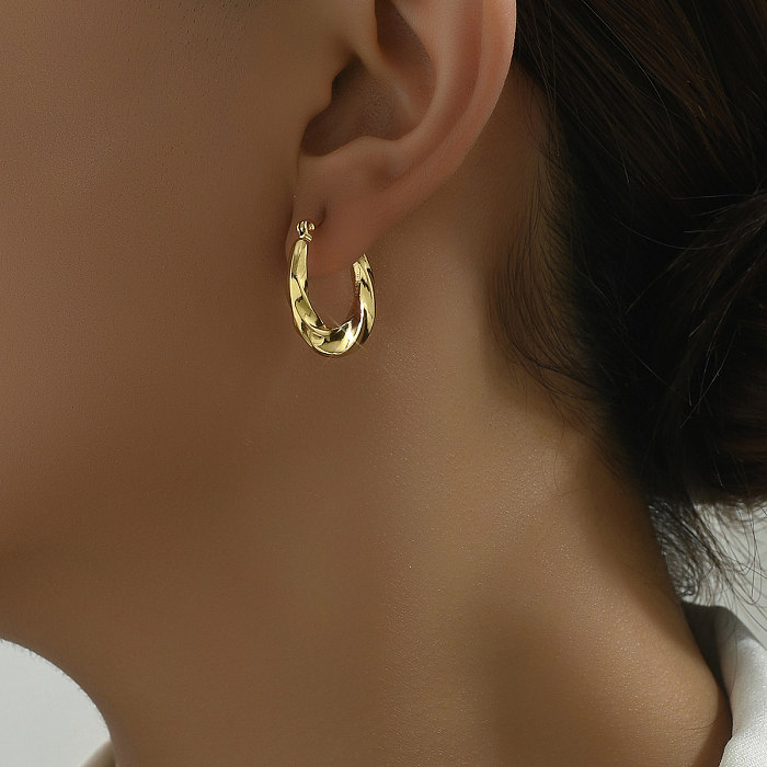 1 paire de boucles d'oreilles décontractées en acier inoxydable plaqué or blanc 18 carats