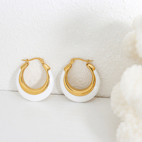 Vintage Style Simple Style Round Stainless Steel Plating 18K Gold Plated Hoop Earrings