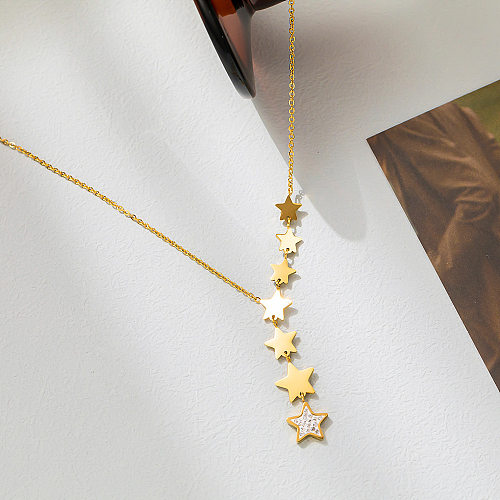 Simple Style Classic Style Pentagram Stainless Steel Plating Pendant Necklace