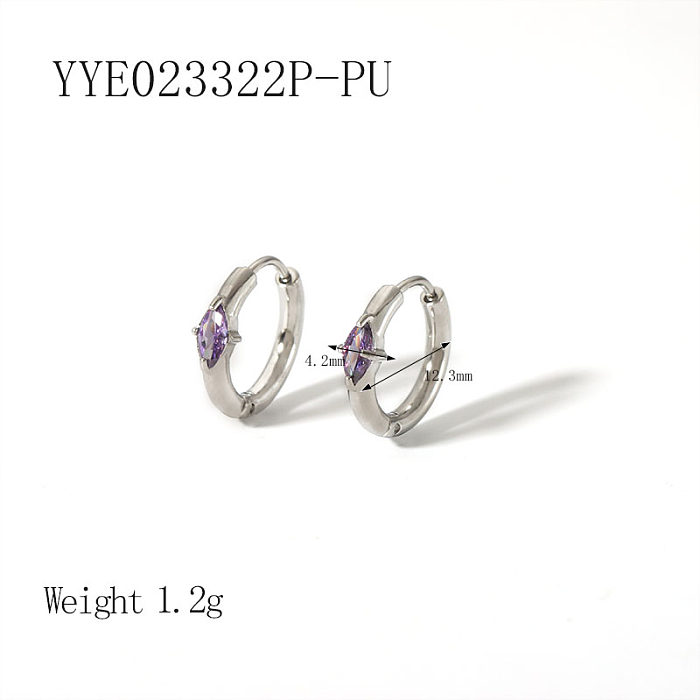 1 Pair IG Style Simple Style Oval Plating Inlay Stainless Steel  Zircon 18K Gold Plated Earrings