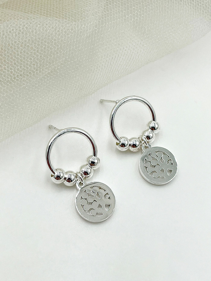 1 Pair French Style Simple Style Tree Hollow Out Stainless Steel  Drop Earrings