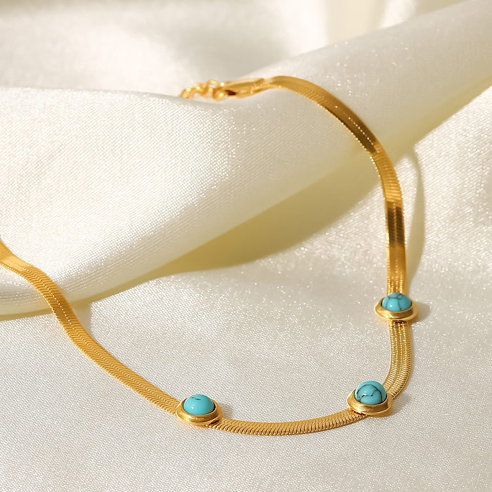Pulseiras geométricas fashion de aço inoxidável banhadas a ouro turquesa pulseiras de aço inoxidável