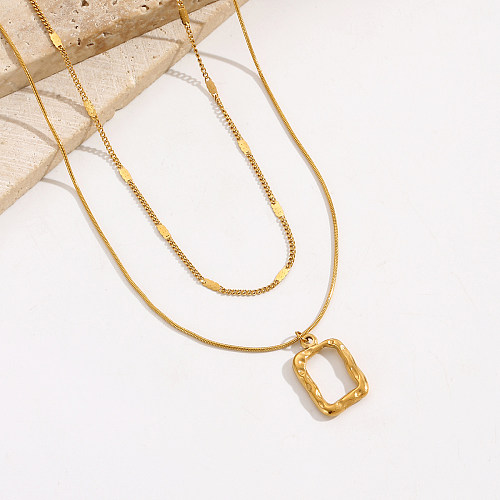 Casual Elegant Simple Style Solid Color Stainless Steel  Polishing Plating 14K Gold Plated Pendant Necklace
