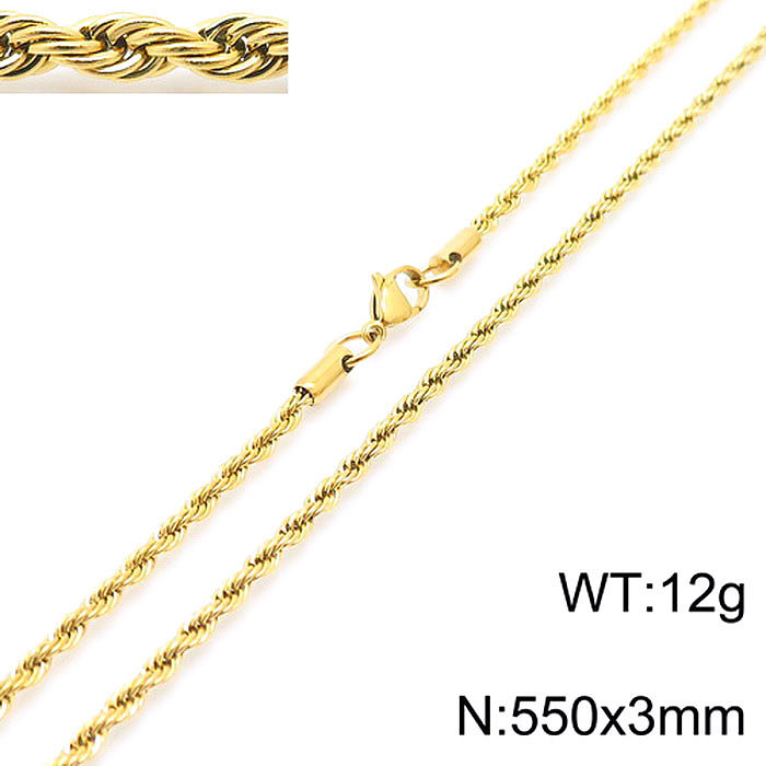 Lässige, schlichte, einfarbige Halskette aus Edelstahl mit Edelstahlbeschichtung und vergoldeter Halskette