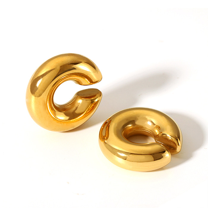 1 Pair Vintage Style Solid Color Plating Stainless Steel  18K Gold Plated Hoop Earrings