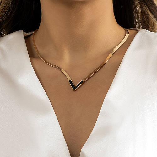 Fashion Letter Stainless Steel Enamel Necklace 1 Piece