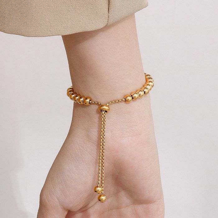 Elegant Palm Stainless Steel Beaded 18K Gold Plated Bracelets