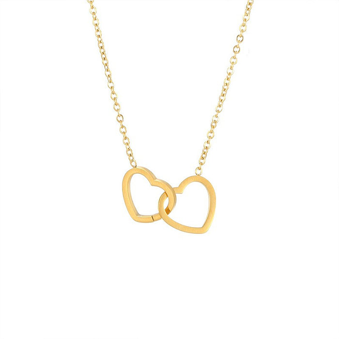 Simple Style Heart Shape Stainless Steel  White Gold Plated Gold Plated Pendant Necklace In Bulk