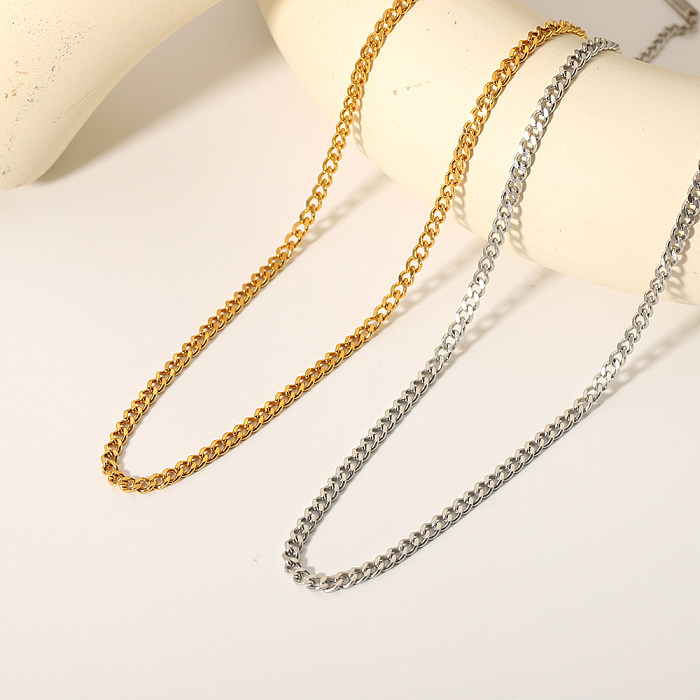 Simple Style Solid Color Stainless Steel  18K Gold Plated Necklace In Bulk