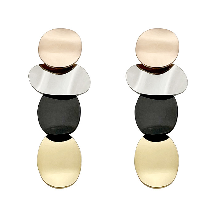 Boucles d'oreilles pendantes Style Vintage, bloc de couleur irrégulière, en acier inoxydable, placage de polissage, plaqué or, 1 paire